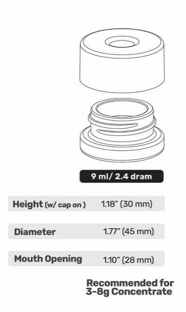 9ml Pop-Vac Concentrate Jar - Case of 504 Jars + Lids